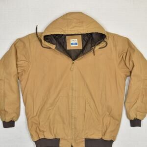 Blue Mountain Men's Canvas Quilt Lined Jacket Hooded Work Cotton Brown Size 2XLT